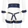Women's PU Leather Punk Gothic Bondage Set with Handcuffs Cross Braces Garter Belts Leg Corsets
