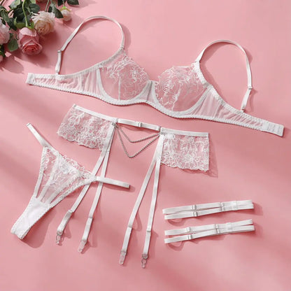 Embroidered Lace Lingerie Set – Luxury Garter Collection