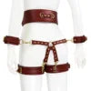 Women's PU Leather Punk Gothic Bondage Set with Handcuffs Cross Braces Garter Belts Leg Corsets