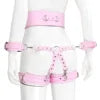 Women's PU Leather Punk Gothic Bondage Set with Handcuffs Cross Braces Garter Belts Leg Corsets