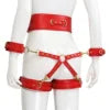 Women's PU Leather Punk Gothic Bondage Set with Handcuffs Cross Braces Garter Belts Leg Corsets