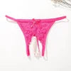 Pearl Massage G-String Panties Sexy Women Underwear Crotch Lace Thong Temptation Lingerie Brief Elegant Underwear #1354