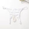 Pearl Massage G-String Panties Sexy Women Underwear Crotch Lace Thong Temptation Lingerie Brief Elegant Underwear #1354